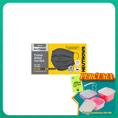 NEUTROVIS - Extra Protection Premium 4-Ply Medical Face Mask Adult Steel Grey 50s