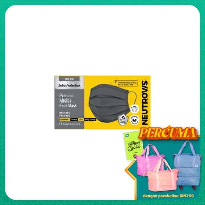 NEUTROVIS - Extra Protection Premium 4-Ply Medical Face Mask Adult Steel Grey 50s