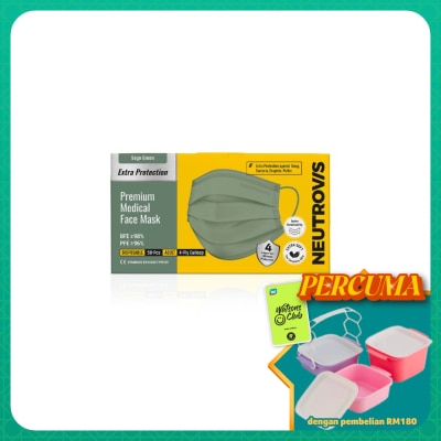 NEUTROVIS - Extra Protection Premium 4-Ply Medical Face Mask Adult Sage Green 50s