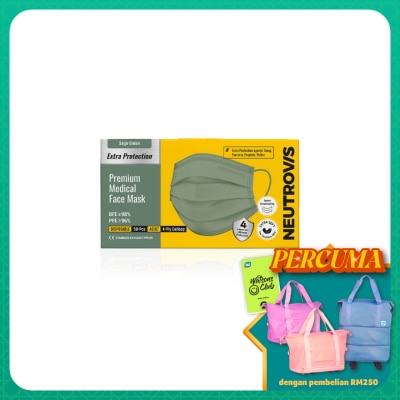 NEUTROVIS - Extra Protection Premium 4-Ply Medical Face Mask Adult Sage Green 50s