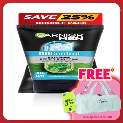 GARNIER MEN Oil Control Anti Shine Refreshing Foam Twinpack 2X100ml