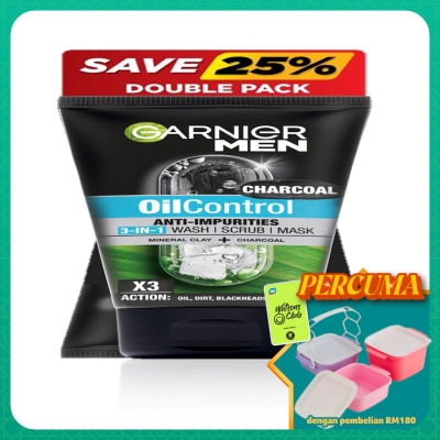 GARNIER MEN - GOil Control 3 in 1 Charcoal Twinpack 2x100ML