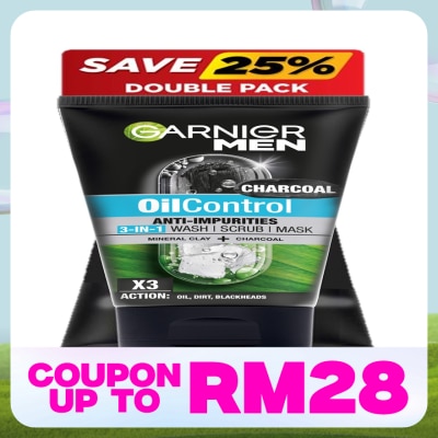 GARNIER MEN GOil Control 3 in 1 Charcoal Twinpack 2x100ML