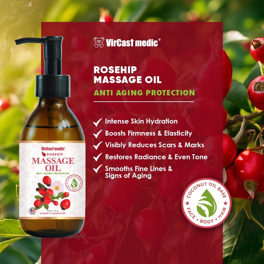 Aromatherapy Rosehip Massage Oil 200ml