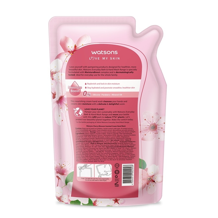 Cherry Blossom Scented Cream Hand Wash Refill 500ML