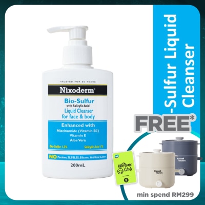 NIXODERM Bio-Sulfur with Salicylic Acid Liquid Cleanser For Face & Body 200ml