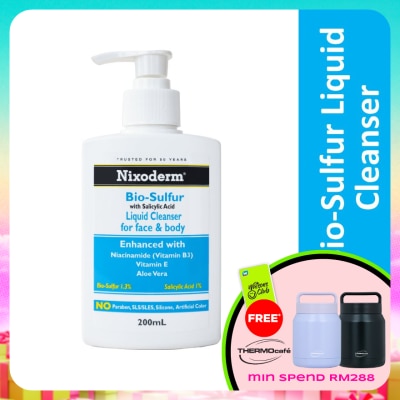 NIXODERM - Bio-Sulfur with Salicylic Acid Liquid Cleanser For Face & Body 200ml