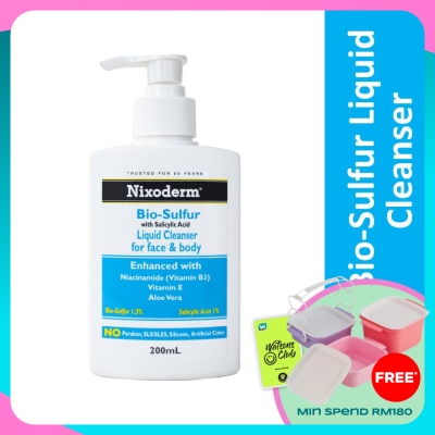 NIXODERM Bio-Sulfur with Salicylic Acid Liquid Cleanser For Face & Body 200ml