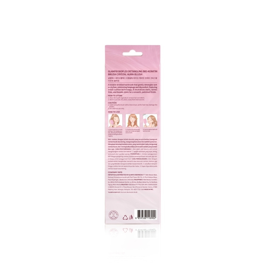 BIOFLEX Detangling Bio-Keratin Brush Crystal Aura-Blush