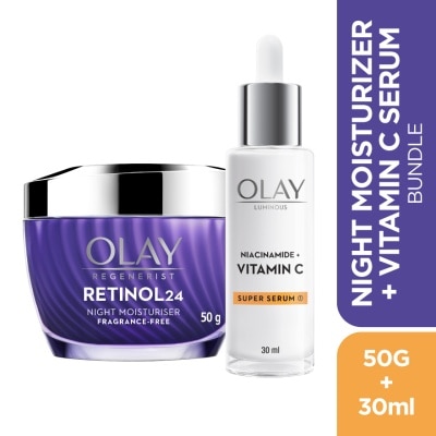 OLAY Vitamin C Serum 30ml + Retinol Moisturizer 50g