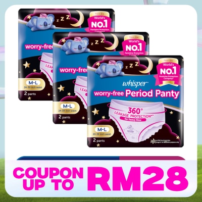 WHISPER Koala Night Sanitary Panty M-L 2s X3