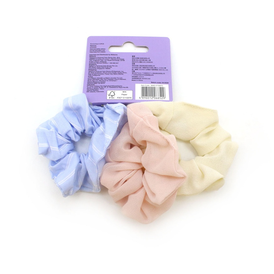 Pastel Satin Scrunchie 3s