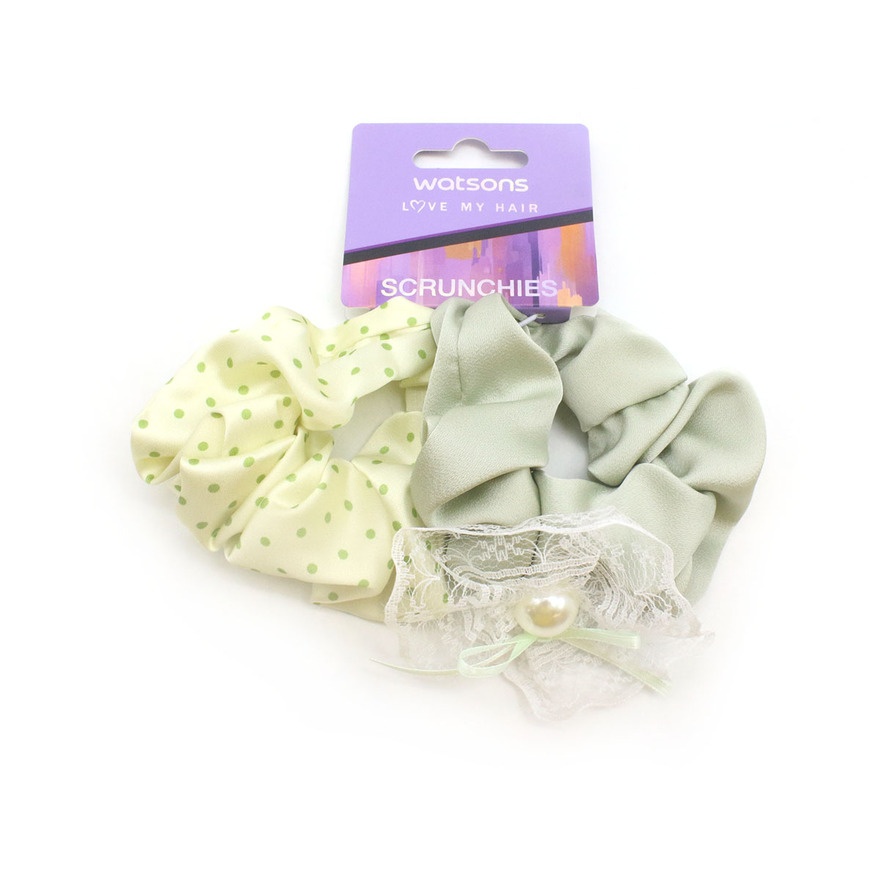 Pearl Lace Accent Scrunchie 3s