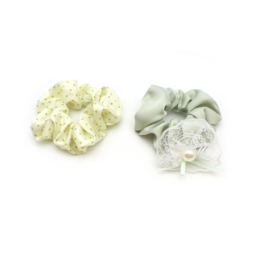 Pearl Lace Accent Scrunchie 3s