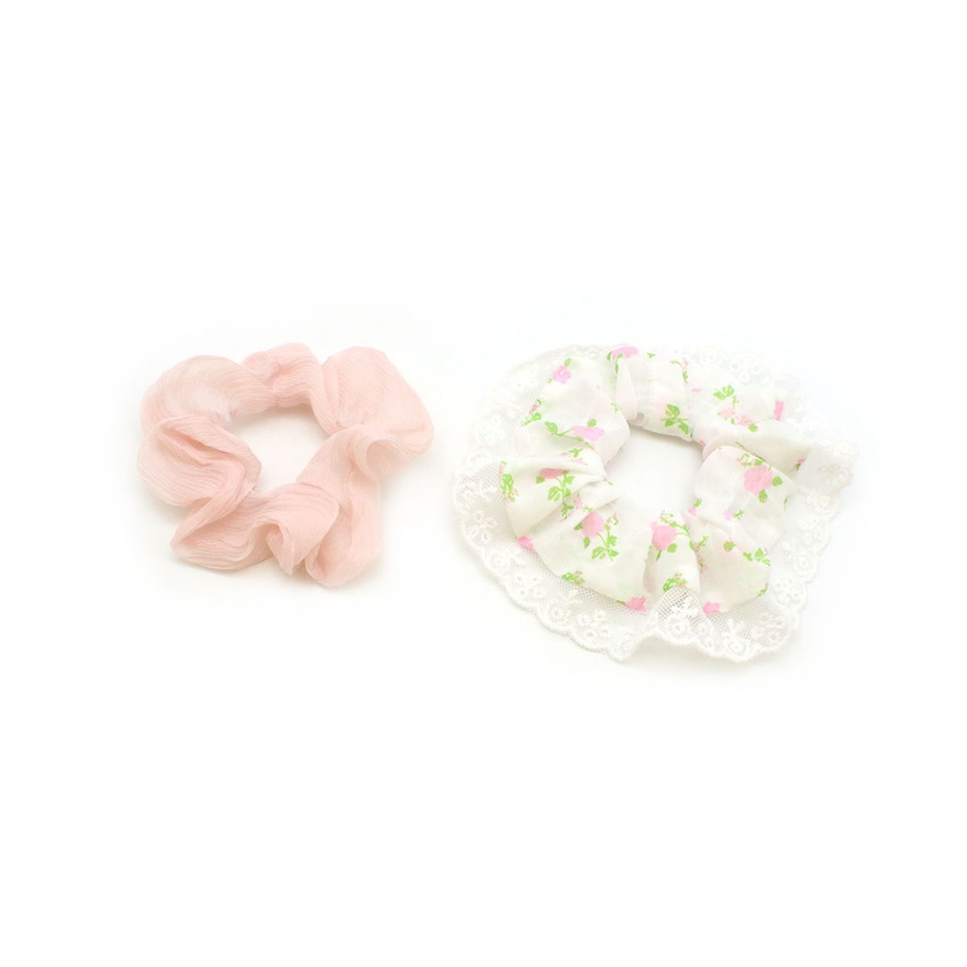 Floral Lace Accent Scrunchie 3s