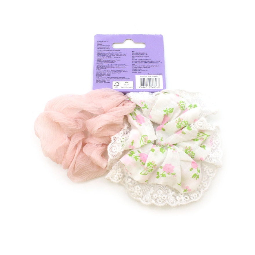 Floral Lace Accent Scrunchie 3s