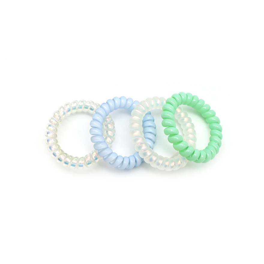 Glossy Blue Cable Hair Tie Set 4s