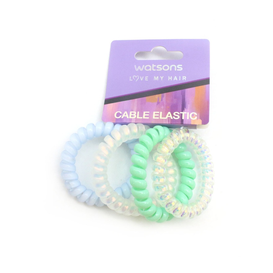 Glossy Blue Cable Hair Tie Set 4s