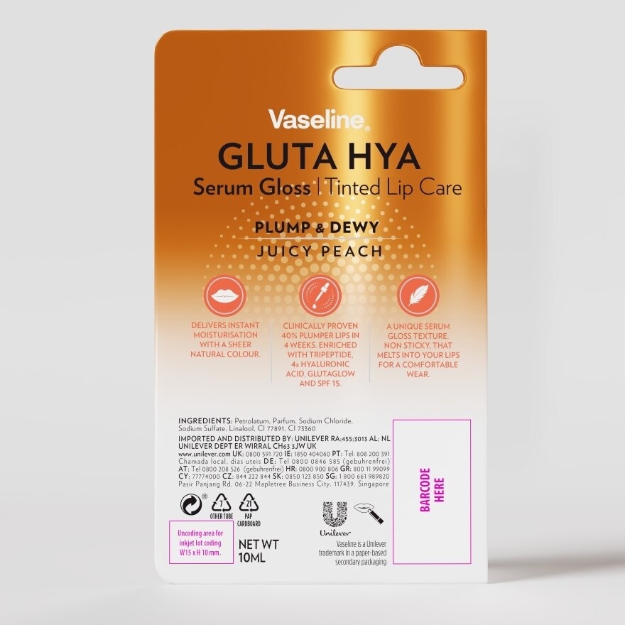 Gluta Hya Serum Gloss Tinted Lip Care Juicy Peach 10ml