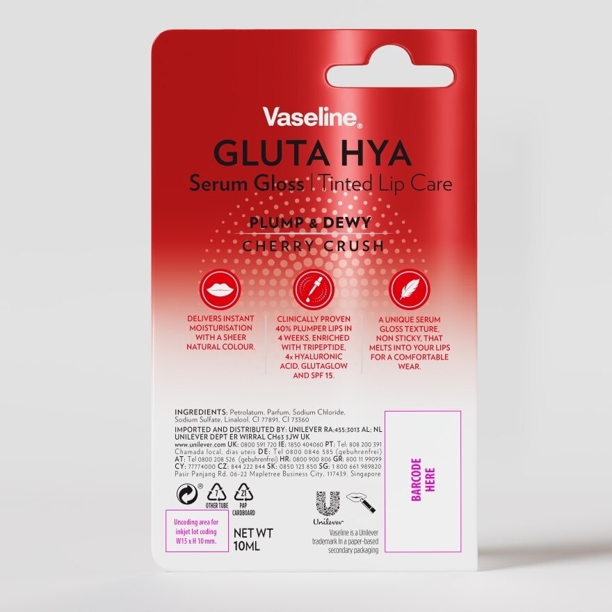 Gluta Hya Serum Gloss Tinted Lip Care Cherry 10ml
