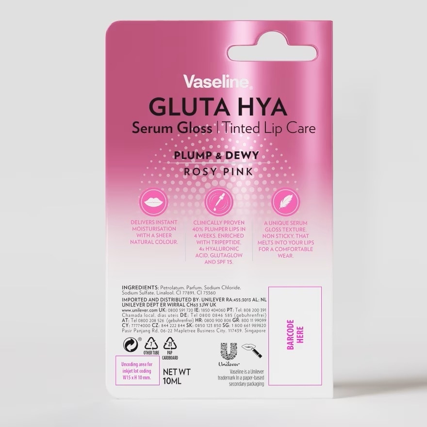 Gluta Hya Serum Gloss Tinted Lip Care Rosy Pink 10ml