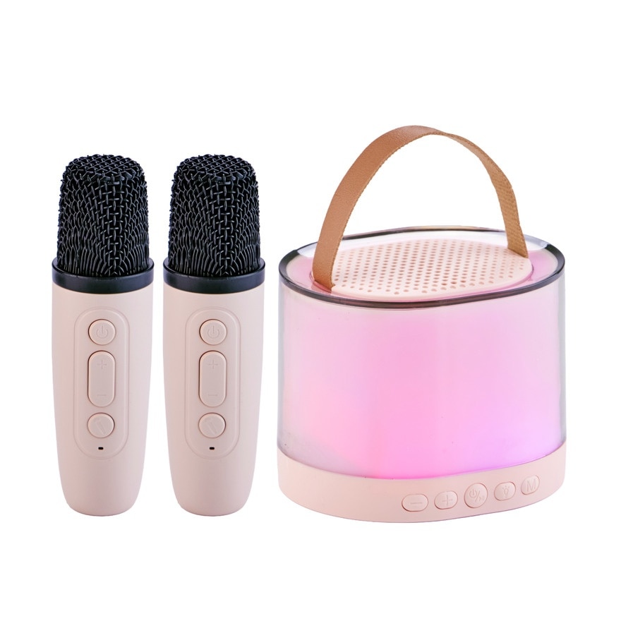 USB LED Light Karaoke Set Pink 2 Microphone