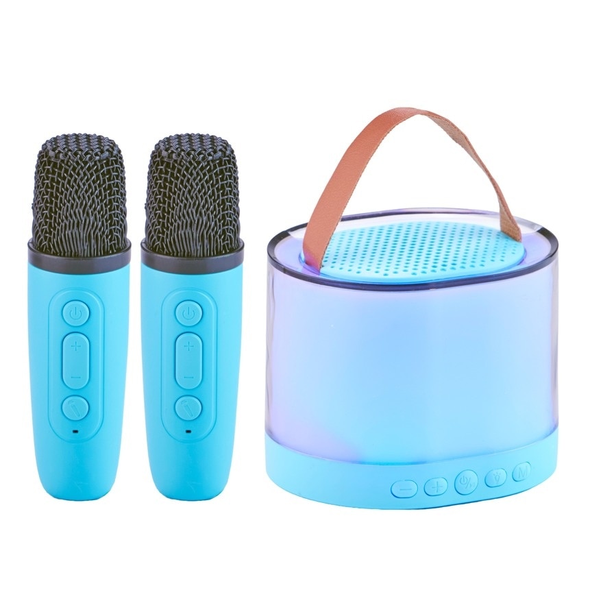 USB LED Light Karaoke Set Blue 2 Microphone