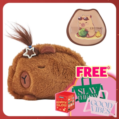 BLOSSOM BEAUTY Brown  Capybara Cosmetic Pouch with Make Up Puff 2pcs set