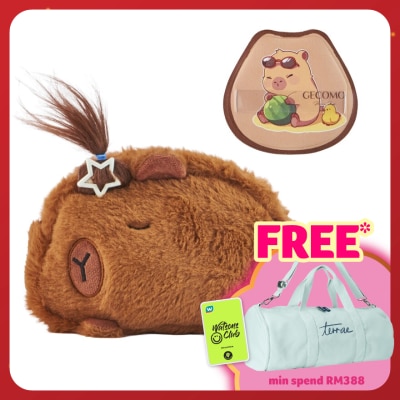 BLOSSOM BEAUTY Brown  Capybara Cosmetic Pouch with Make Up Puff 2pcs set