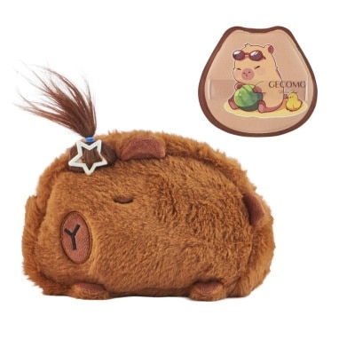BLOSSOM BEAUTY Brown  Capybara Cosmetic Pouch with Make Up Puff 2pcs set