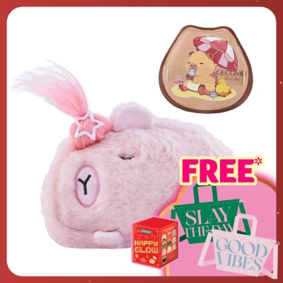 BLOSSOM BEAUTY Pnk Capybara Cosmetic Pouch with Make Up Puff 2pcs set