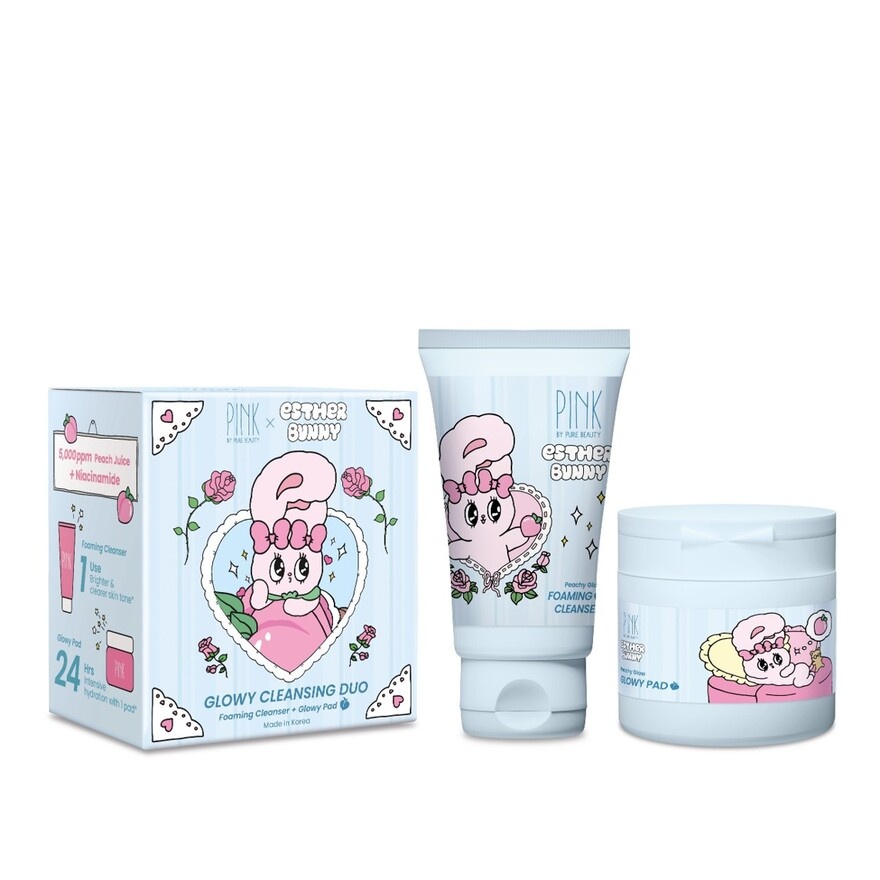Peachy Glow X Esther Bunny Glow Cleansing Duo Foaming Cleanser + Glowy Pad