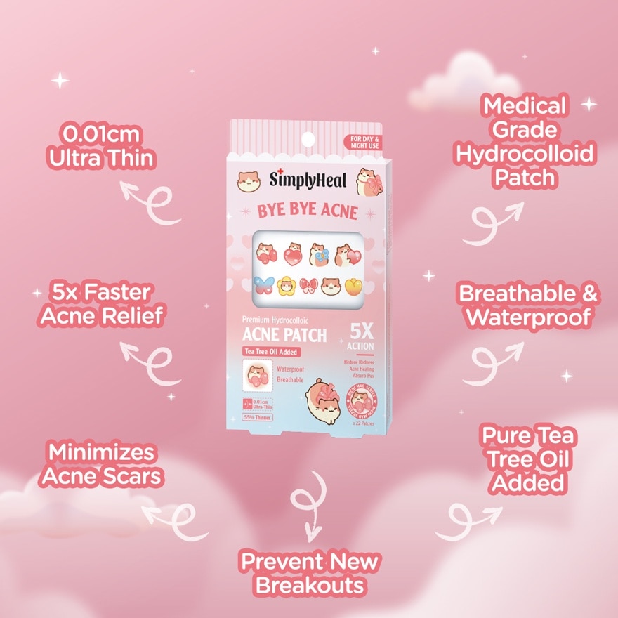 Bichi Mao Pink Day & Night Premium Hydrocolloid Acne Patch 22s