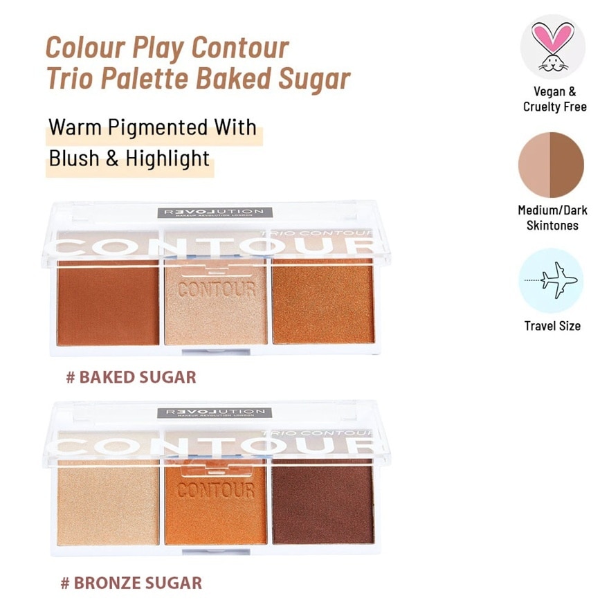 Relove Colour Play Contour Trio Palette Baked Sugar