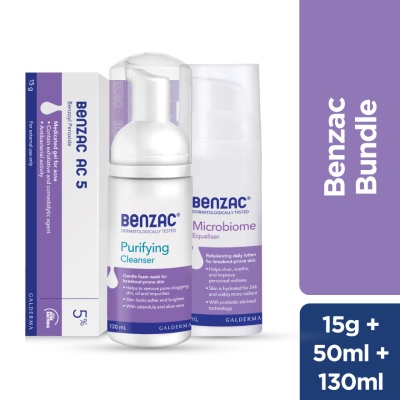 BENZAC - purifying clnsr 130ml + ac 5pt 15g + microbiome eqlizer 50ml