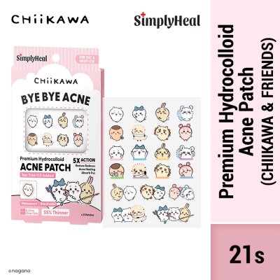 SIMPLYHEAL Chiikawa & Friends Day & Night Premium Hydrocolloid Acne Patch 21s image