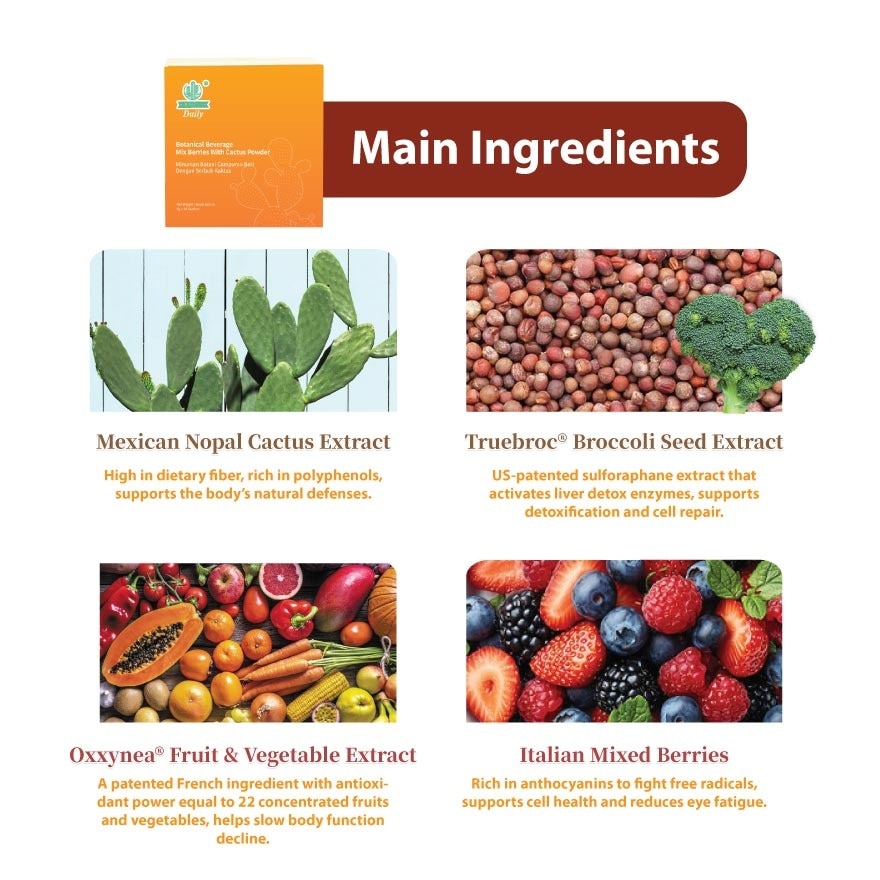 Daily Botanical Beverage Mix Berries with Cactus Powder 30s