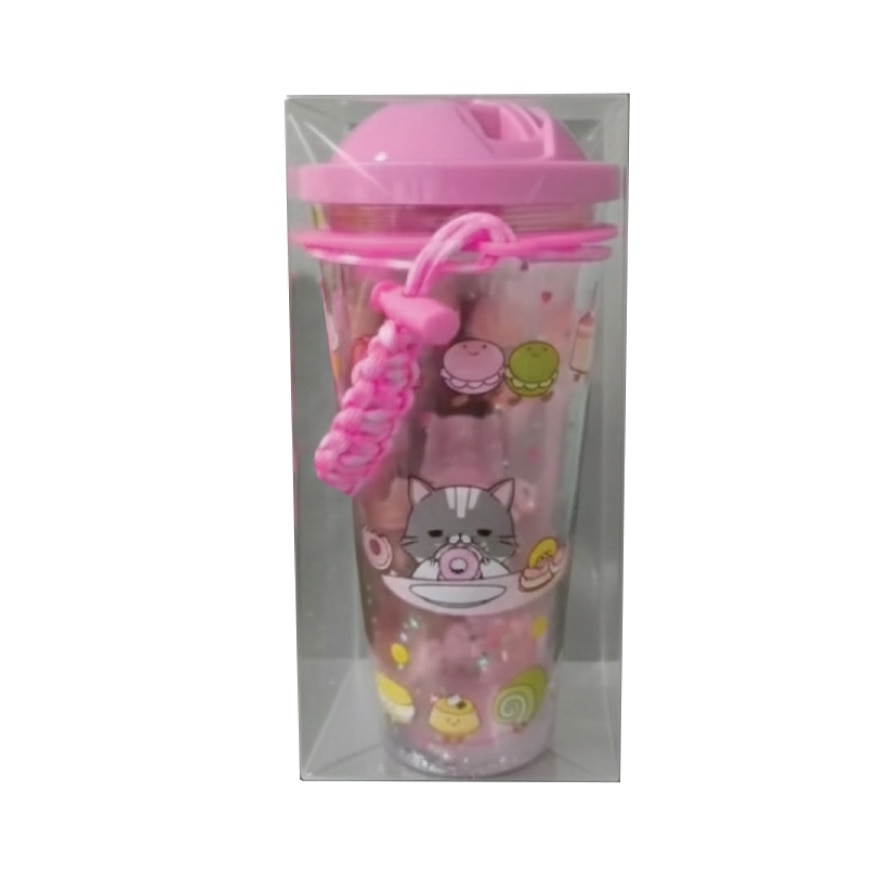 Unik Water Tumbler Pink 650ml 3 in 1
