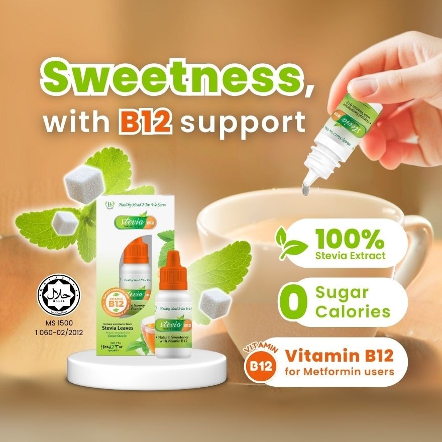 Stevia Natural Drops Sweetener B12 10ml