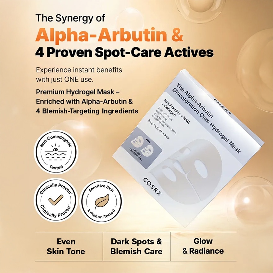The Alpha-Arbutin Discoloration Care Hydrogel Mask 1s