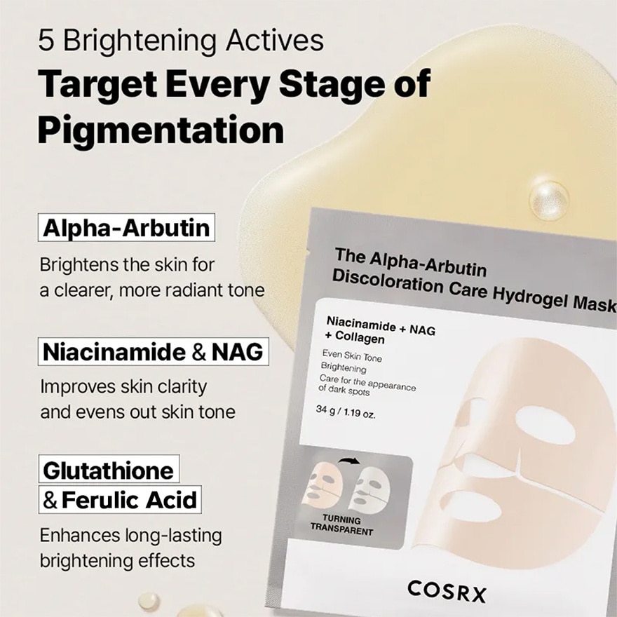 The Alpha-Arbutin Discoloration Care Hydrogel Mask 1s