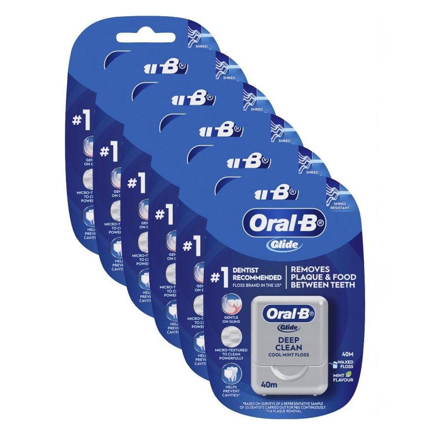 Glide Deep Clean Floss Cool Mint 40m X6