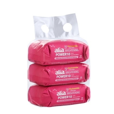 ALIA - Niacinamide & Glycolic Acid Aloe Vera Makeup Remover Cleansing Wipes Pack 30s Pack 30s X 3