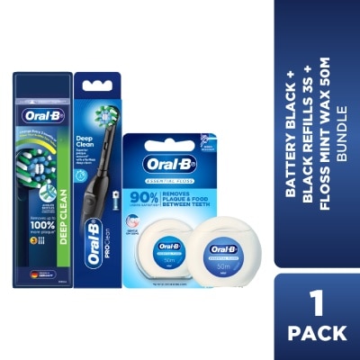 ORAL-B - Battery Black + Black Refills 3S + Floss Mint Wax 50m