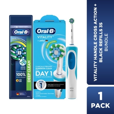 ORAL-B - Vitality Handle Deep Clean + Black Refills 3S