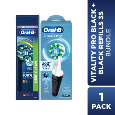 ORAL-B - Vitality Pro Black + Black Refills 3S