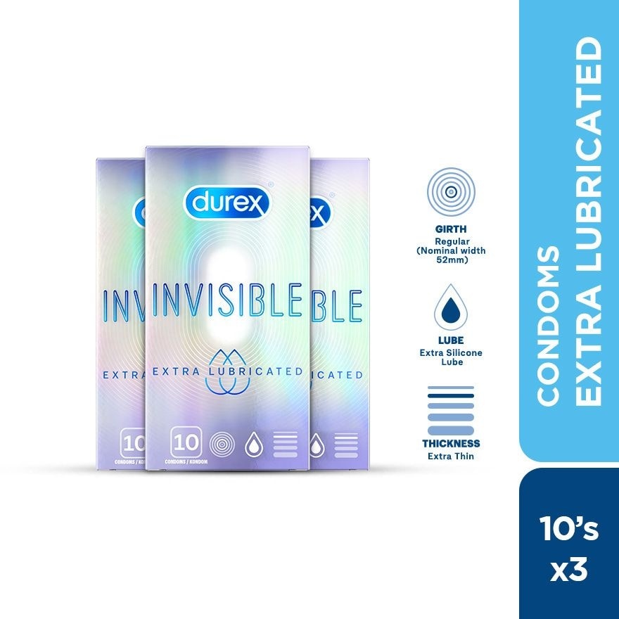 Durex invisible extra lubricated 3 x 10's (bundle of 3)