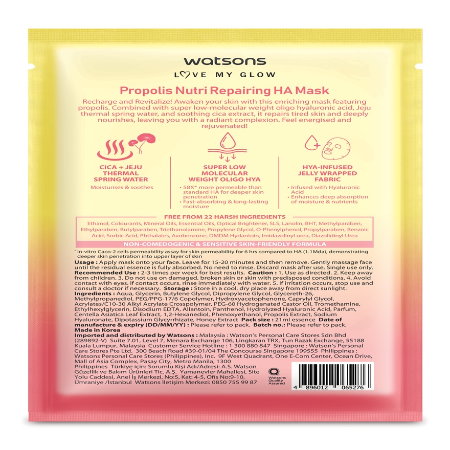 Propolis Nutri Repairing HA Mask 1s