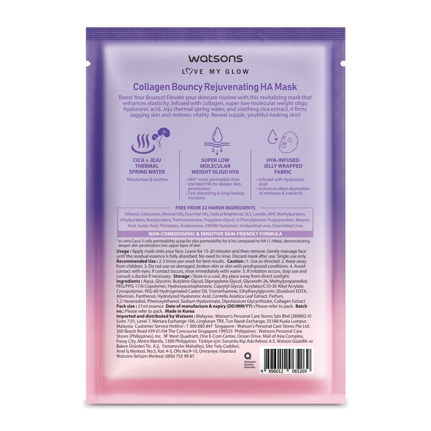 Collagen Bouncy Rejuvenating HA Mask 1s