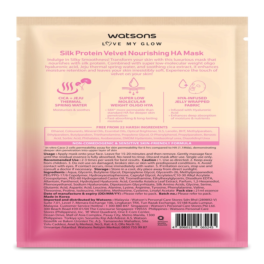Silk Protein Velvet Nourishing HA Mask 1s